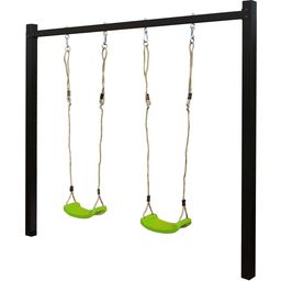 Plus A/S Steel Swing Frame, Black With Swings - Green seats