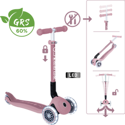 Globber Scooter Junior Foldable Lights Eco - berry