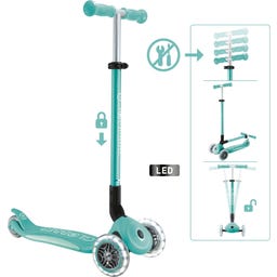 Globber Scooter Primo Foldable Plus Lights - dunkelmint-mint