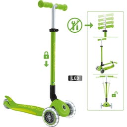 Globber Primo Foldable Plus Lights - Verde lime