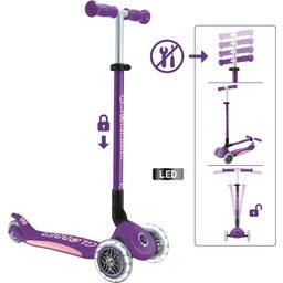 Globber Scooter Primo Foldable Plus Lights - purple-pastel pink