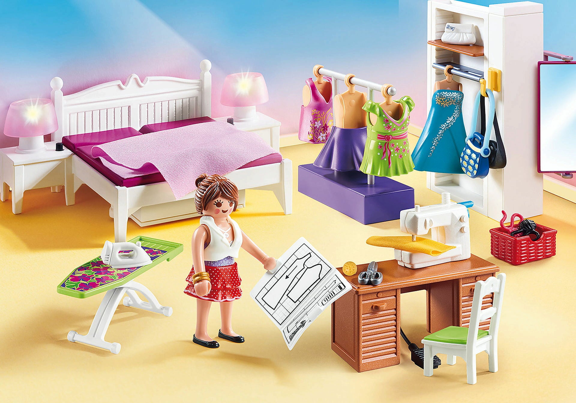 70208 - Dollhouse - Schlafzimmer mit Nähecke - 1 Stk