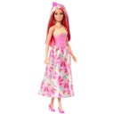 Bambola reale con capelli rosa e biondi, gonna con motivo a farfalla e accessori - 1 pz.