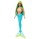 Bambola sirena con riflessi blu e gialli, pinna caudale turchese e cerchietto per capelli - 1 pz.