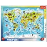 World Map with Animals Frame Puzzle, 25 piecesnimals