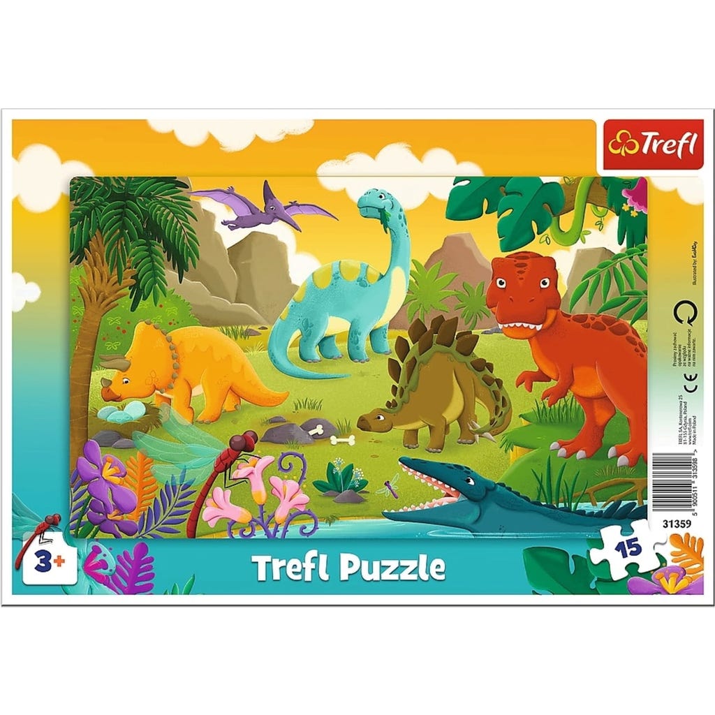 Trefl Dinosaurs Framed Puzzle, 15 pieces - Playpolis