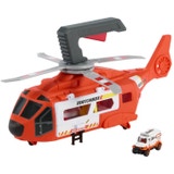 Action Drivers rescue helicopter, 40 cm tall helicopter with die-cast toy rescue vehicle in 1:64 scale