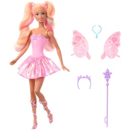 Bambola fata fantasy con ali e vestito che cambiano colore